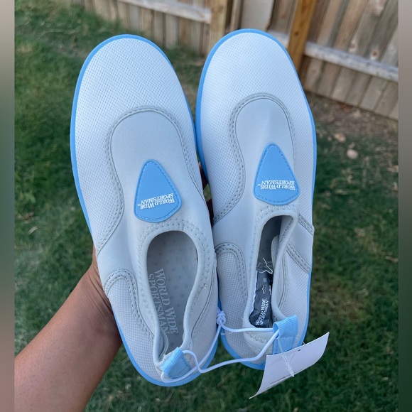Shoes - World Wide Sportsman Aqua Sox Slip-On Water Shoes for Women Size 8 Grey/Blue